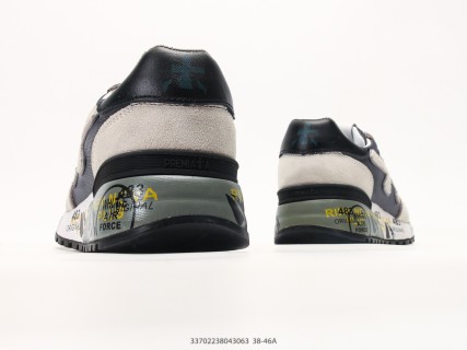 Premiata Mick 6696 Black Cream Leather Casual Sneaker view 6
