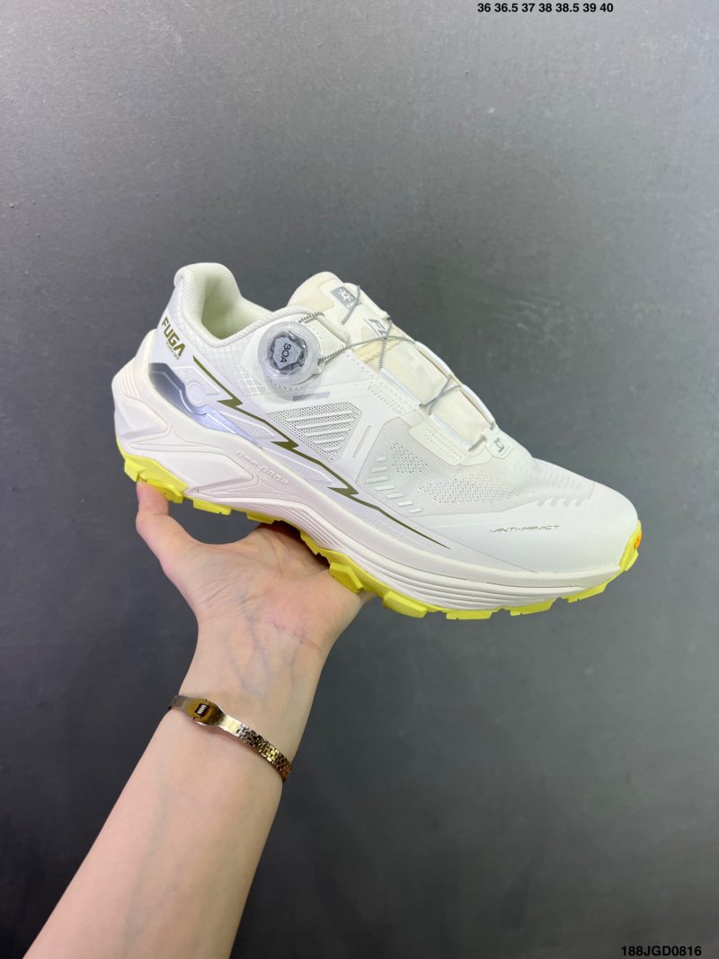 HOKA Fuga Ex3 White Lime Trail Running Shoe view