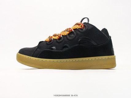 Lanvin Curb Mesh Leather Platform Sneaker Black Gold