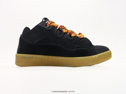 Lanvin Curb Mesh Leather Platform Sneaker Black Gold view 2