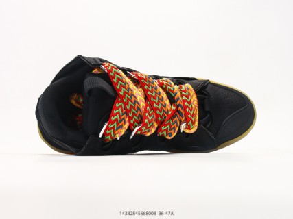 Lanvin Curb Mesh Leather Platform Sneaker Black Gold view 3
