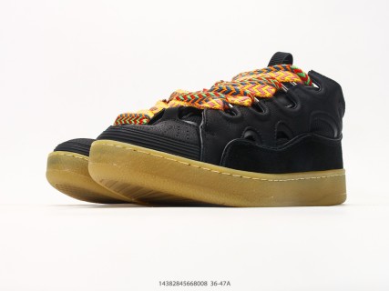 Lanvin Curb Mesh Leather Platform Sneaker Black Gold view 5