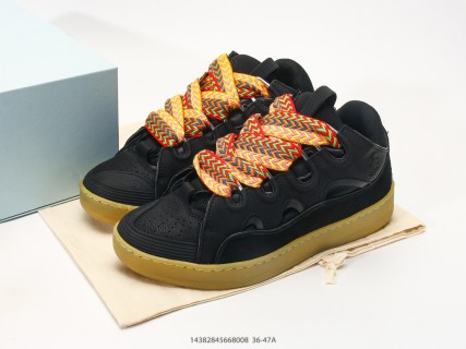 Lanvin Curb Mesh Leather Platform Sneaker Black Gold view 9