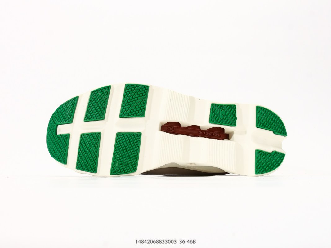 On Cloudmonster White Black Red Green Running Shoe view