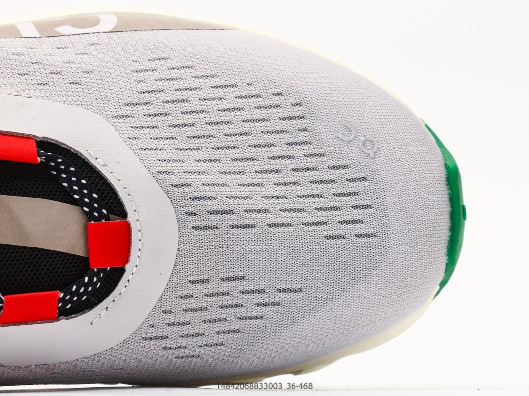 On Cloudmonster White Black Red Green Running Shoe view