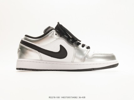 Jordan Air Jordan 1 Low White Black Silver Metallic view 2