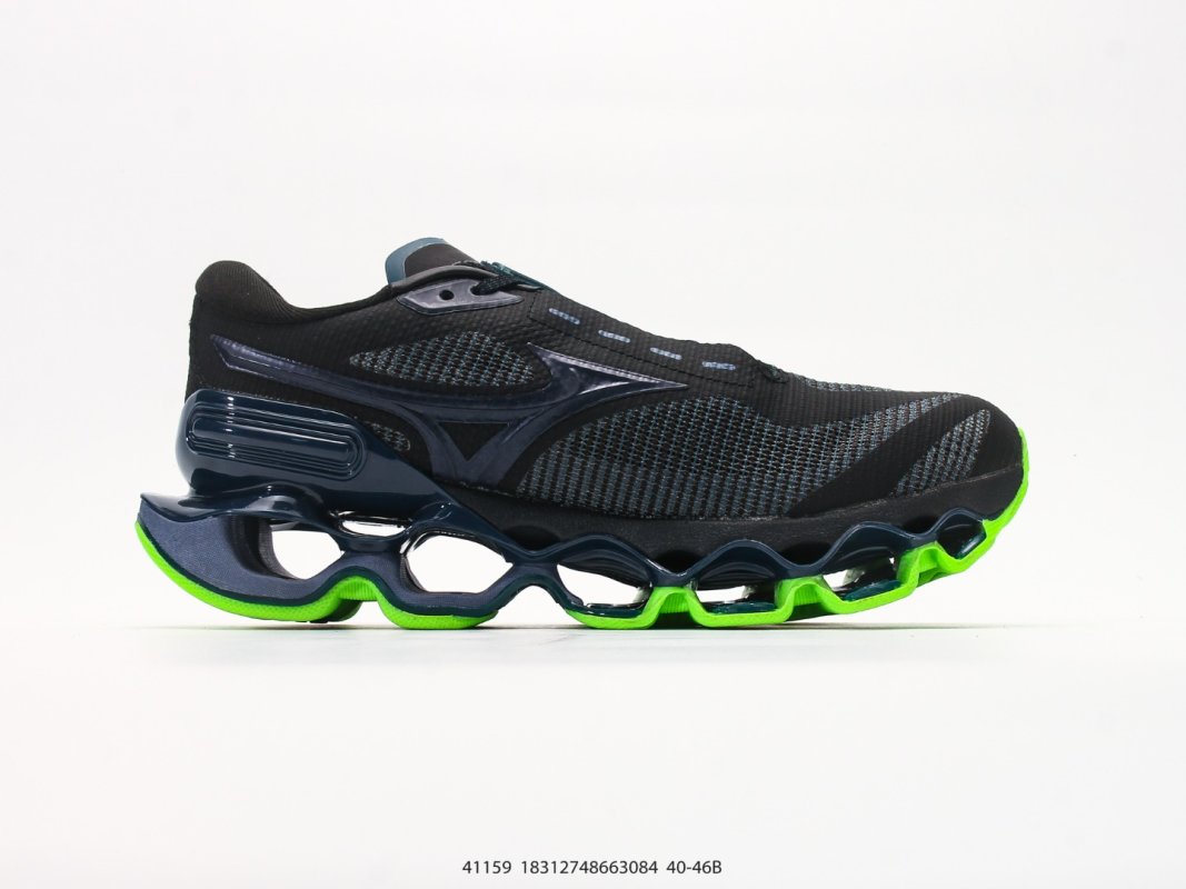 Mizuno Wave Prophecy 15 Black Neon Green Low Top Running Shoe view