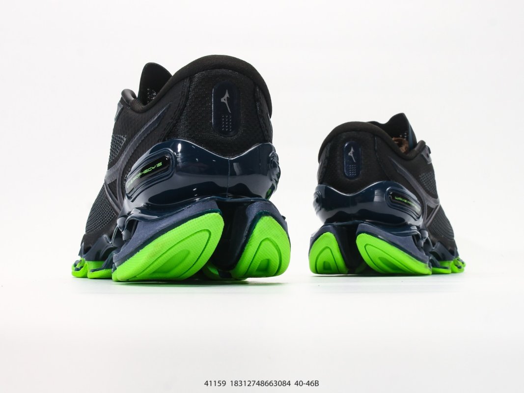 Mizuno Wave Prophecy 15 Black Neon Green Low Top Running Shoe view