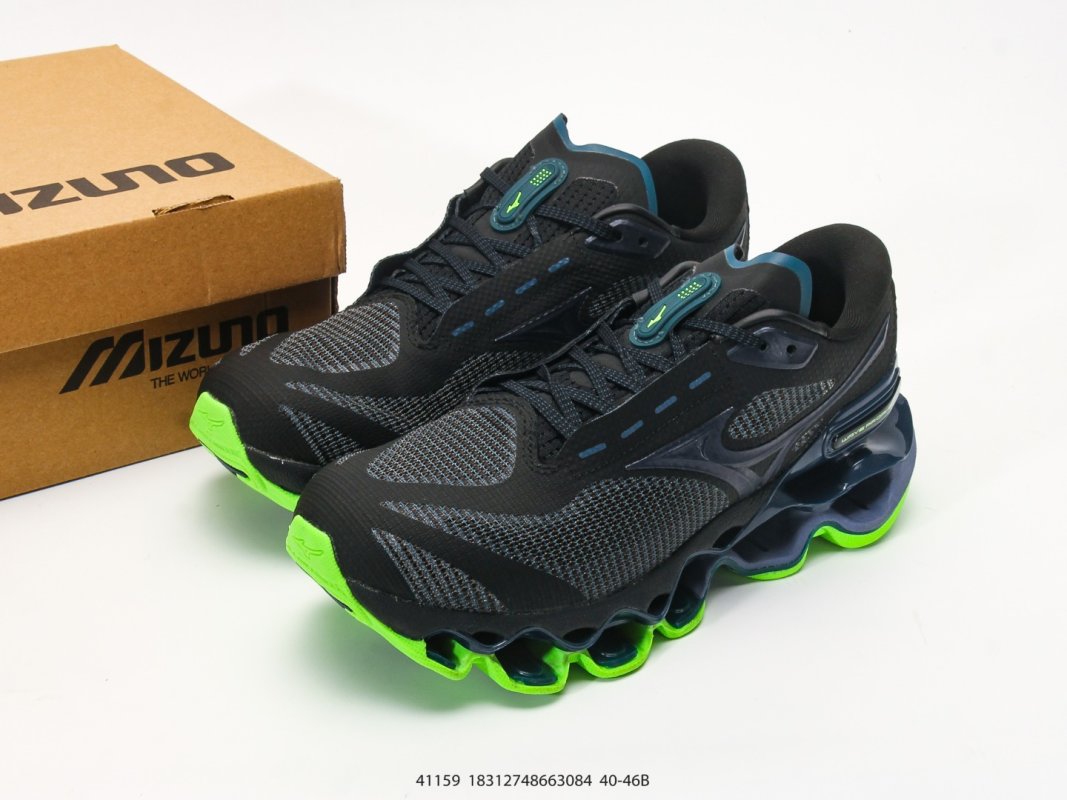 Mizuno Wave Prophecy 15 Black Neon Green Low Top Running Shoe view
