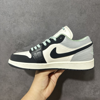 Jordan Air Jordan 1 Low Black White Green Cream Leather view 2