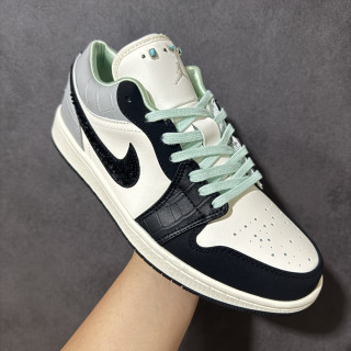 Jordan Air Jordan 1 Low Black White Green Cream Leather view 3