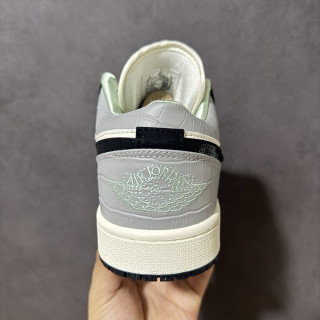 Jordan Air Jordan 1 Low Black White Green Cream Leather view 4