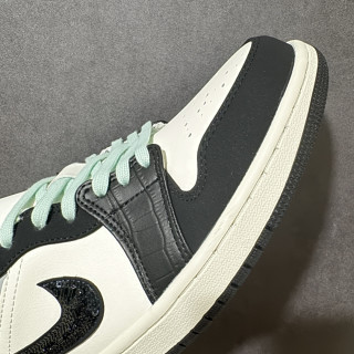 Jordan Air Jordan 1 Low Black White Green Cream Leather view 8
