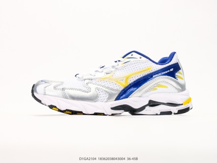 Mizuno Wave Rider 10 White Blue Yellow Running Shoe