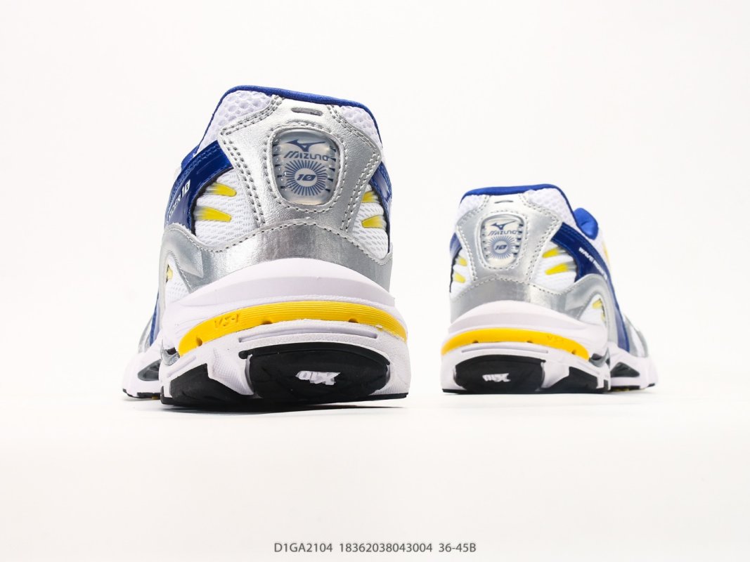 Mizuno Wave Rider 10 White Blue Yellow Running Shoe view