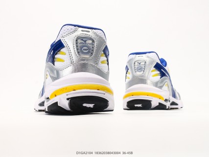 Mizuno Wave Rider 10 White Blue Yellow Running Shoe view 6