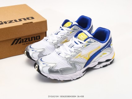 Mizuno Wave Rider 10 White Blue Yellow Running Shoe view 9