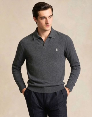 Ralph Lauren Classic Long Sleeve Polo Sweater Charcoal Grey view 2