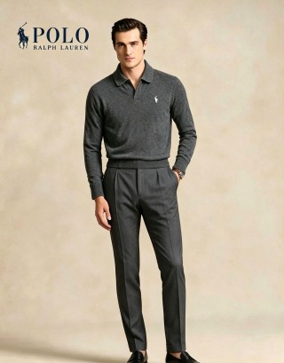 Ralph Lauren Classic Long Sleeve Polo Sweater Charcoal Grey view 3
