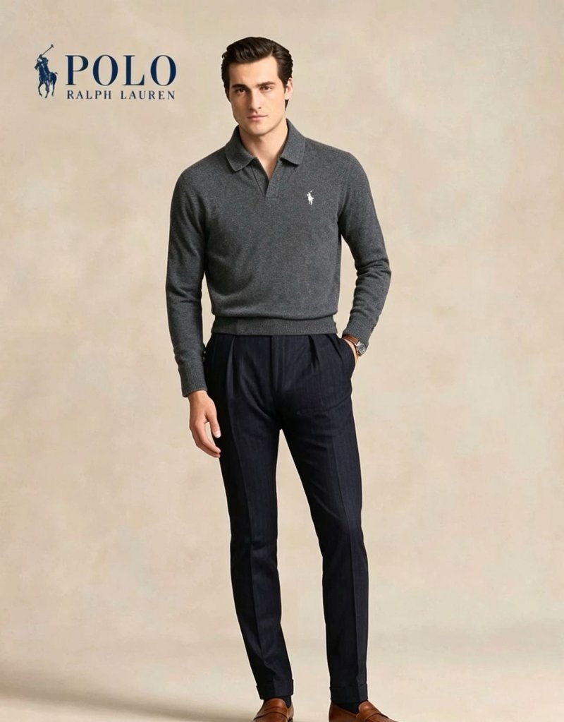Ralph Lauren Classic Long Sleeve Polo Sweater Charcoal Grey view