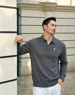 Ralph Lauren Classic Long Sleeve Polo Sweater Charcoal Grey view 6