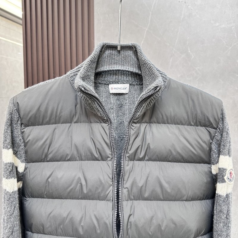 Moncler Padded Corduroy Striped Wool Puffer Vest Gray view