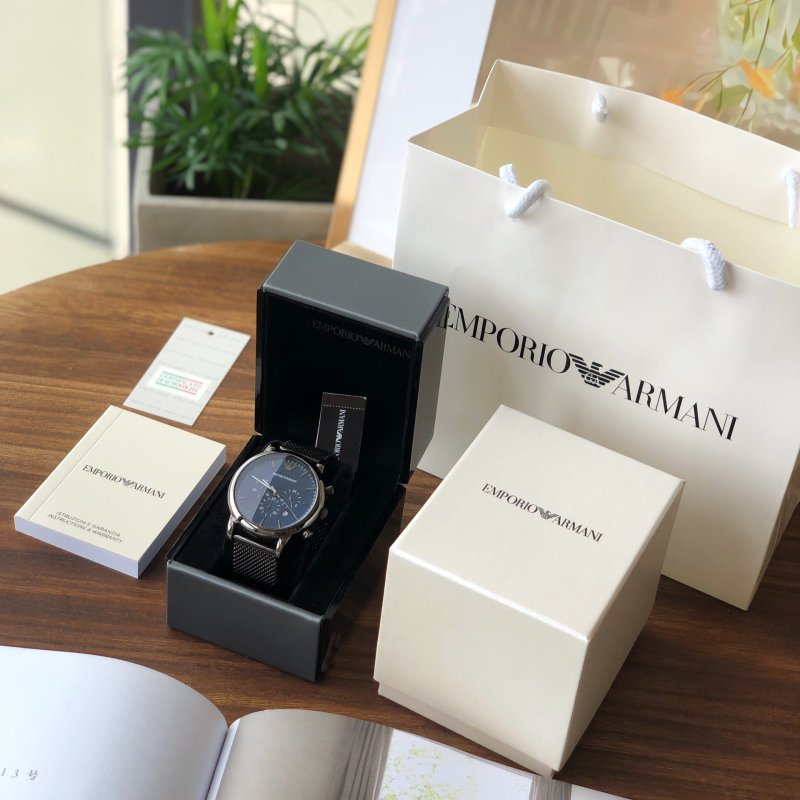 Armani AR1979 Deep Blue Steel Mesh Quartz Watch 43mm