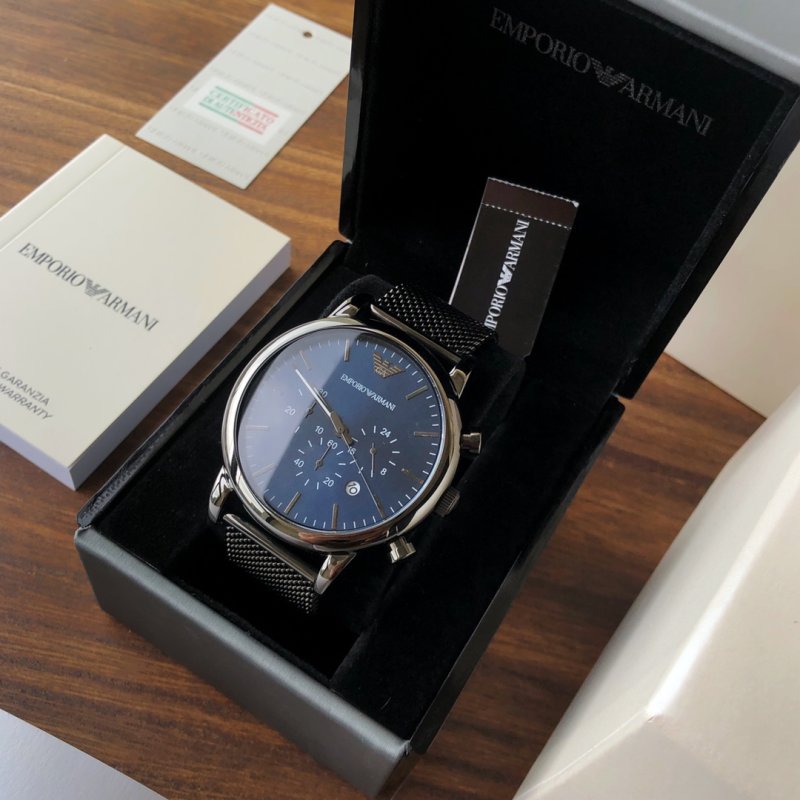 Armani AR1979 Deep Blue Steel Mesh Quartz Watch 43mm view