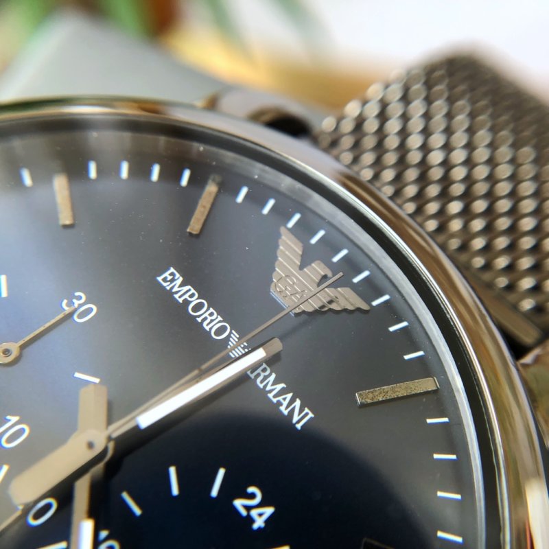 Armani AR1979 Deep Blue Steel Mesh Quartz Watch 43mm view