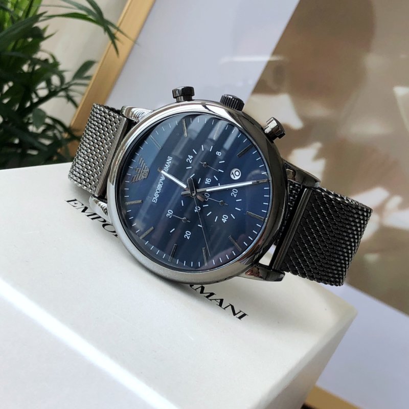 Armani AR1979 Deep Blue Steel Mesh Quartz Watch 43mm view