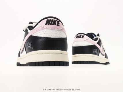 Nike Dunk Low Retro Black White Pink CW1590-100 view 6