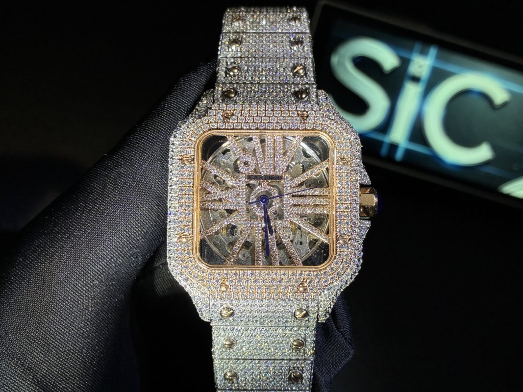 Cartier Santos Full Diamond Moissanite Watch - D Color VVS