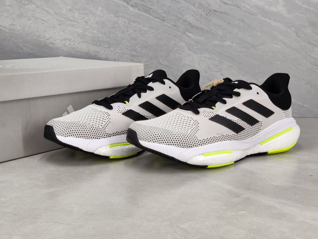 Adidas Solar Glide 5 White Black Neon Yellow Running Shoe
