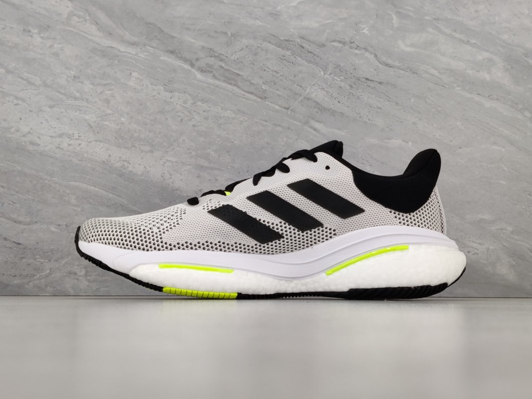 Adidas Solar Glide 5 White Black Neon Yellow Running Shoe view