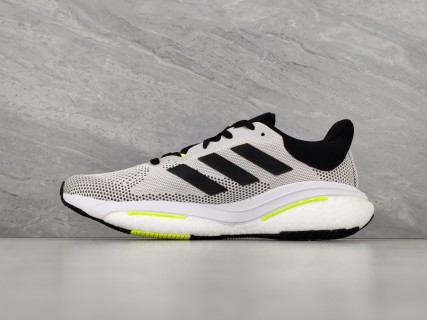 Adidas Solar Glide 5 White Black Neon Yellow Running Shoe view 4