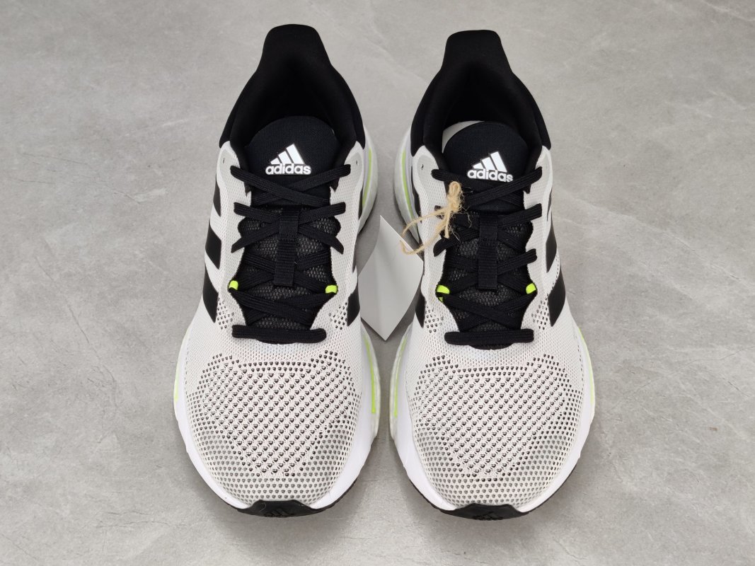 Adidas Solar Glide 5 White Black Neon Yellow Running Shoe view