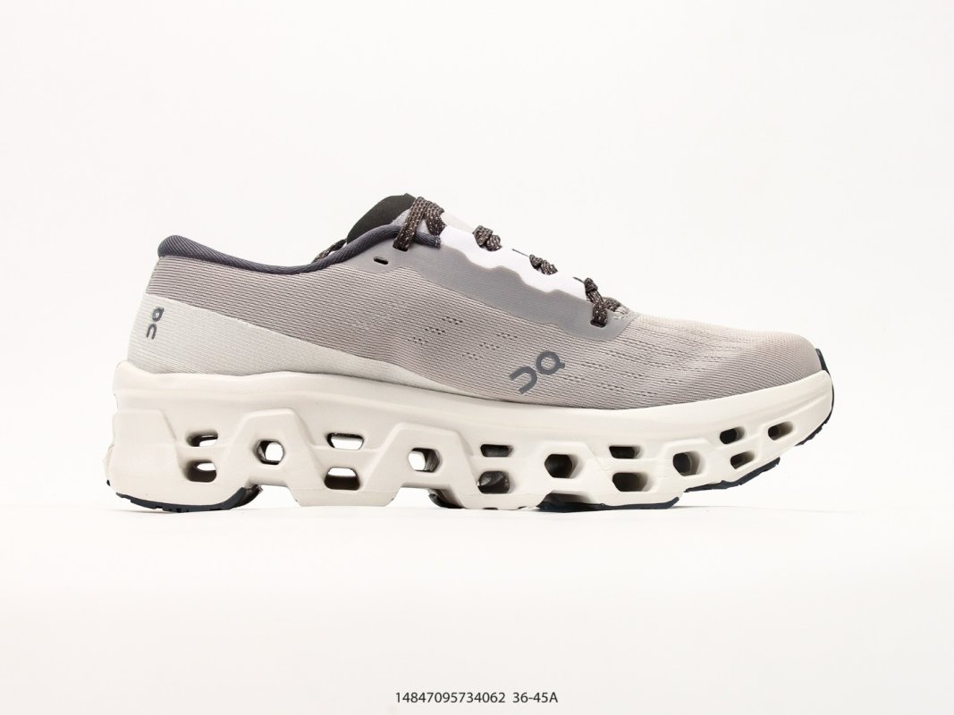 On Cloudmonster 3 Beige Grey Running Shoe view