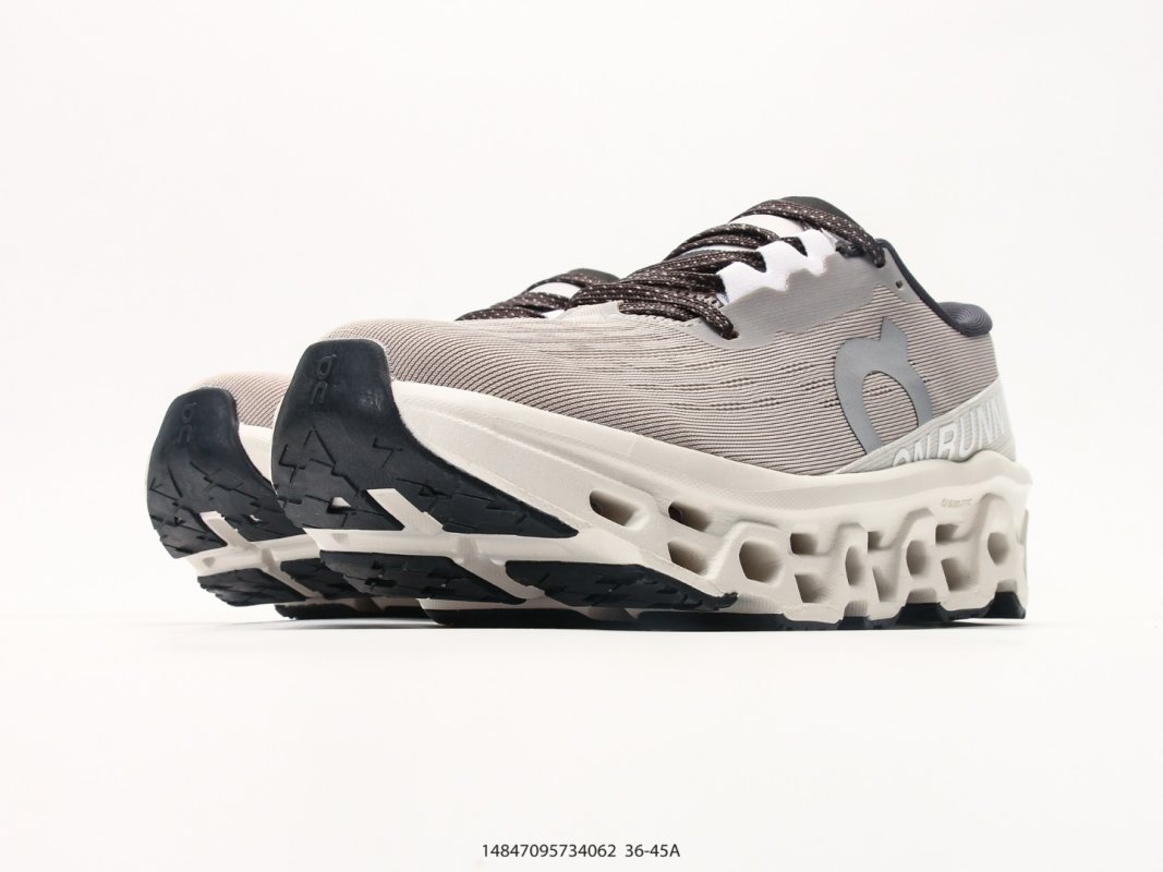 On Cloudmonster 3 Beige Grey Running Shoe view