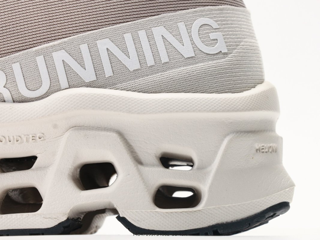 On Cloudmonster 3 Beige Grey Running Shoe view