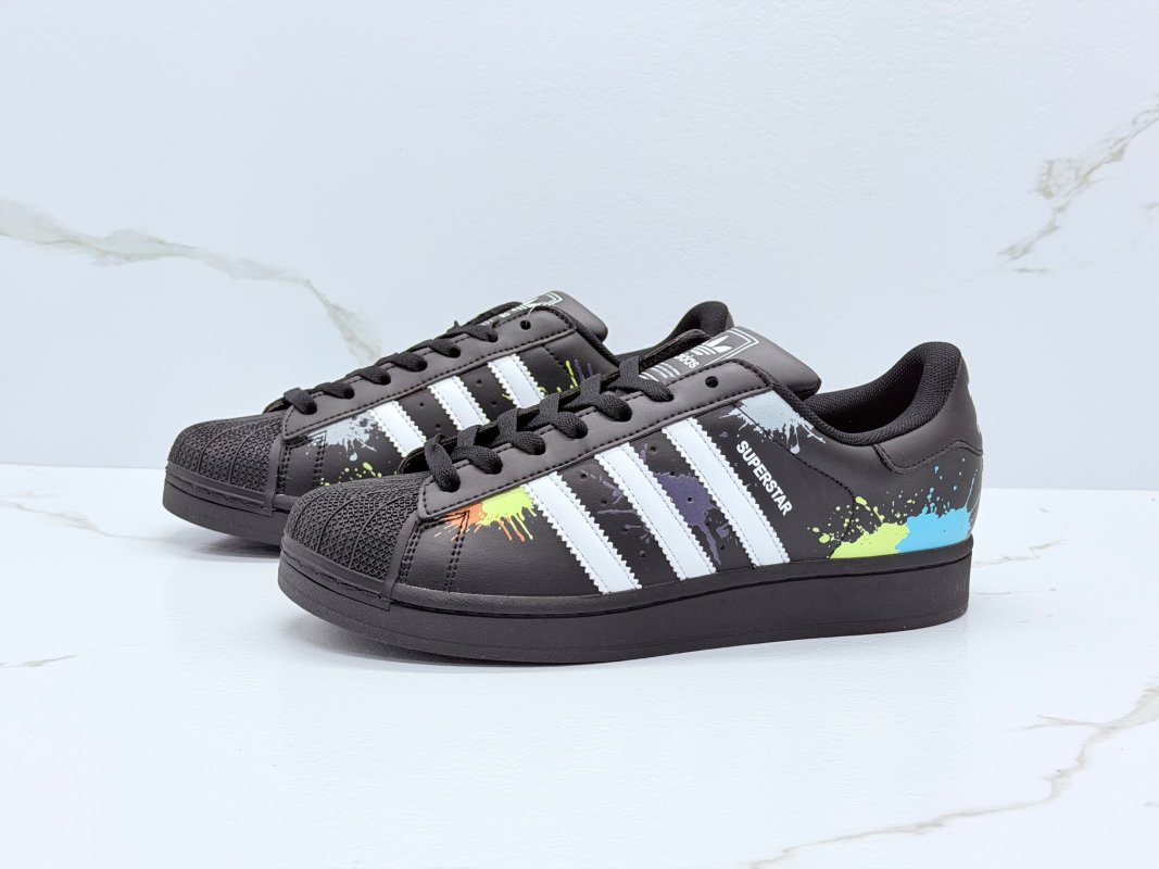 Adidas Superstar 2 Black White Shell Toe Low Top view