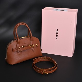 Miu Miu Shell Bag Cognac Brown Leather Replica view 7