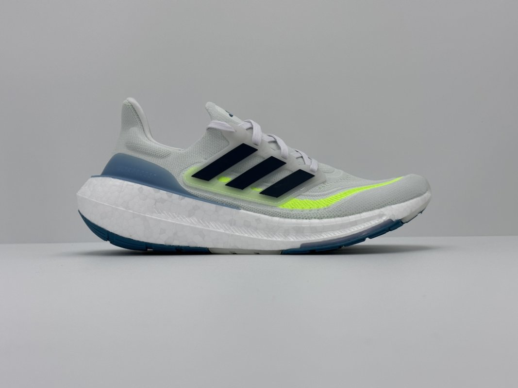 Adidas UltraBoost 23 White Blue Neon Yellow Running Shoe view