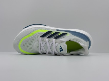 Adidas UltraBoost 23 White Blue Neon Yellow Running Shoe view 3