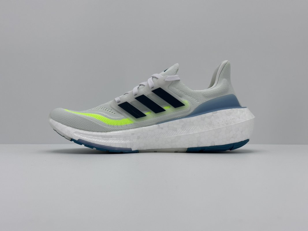 Adidas UltraBoost 23 White Blue Neon Yellow Running Shoe view