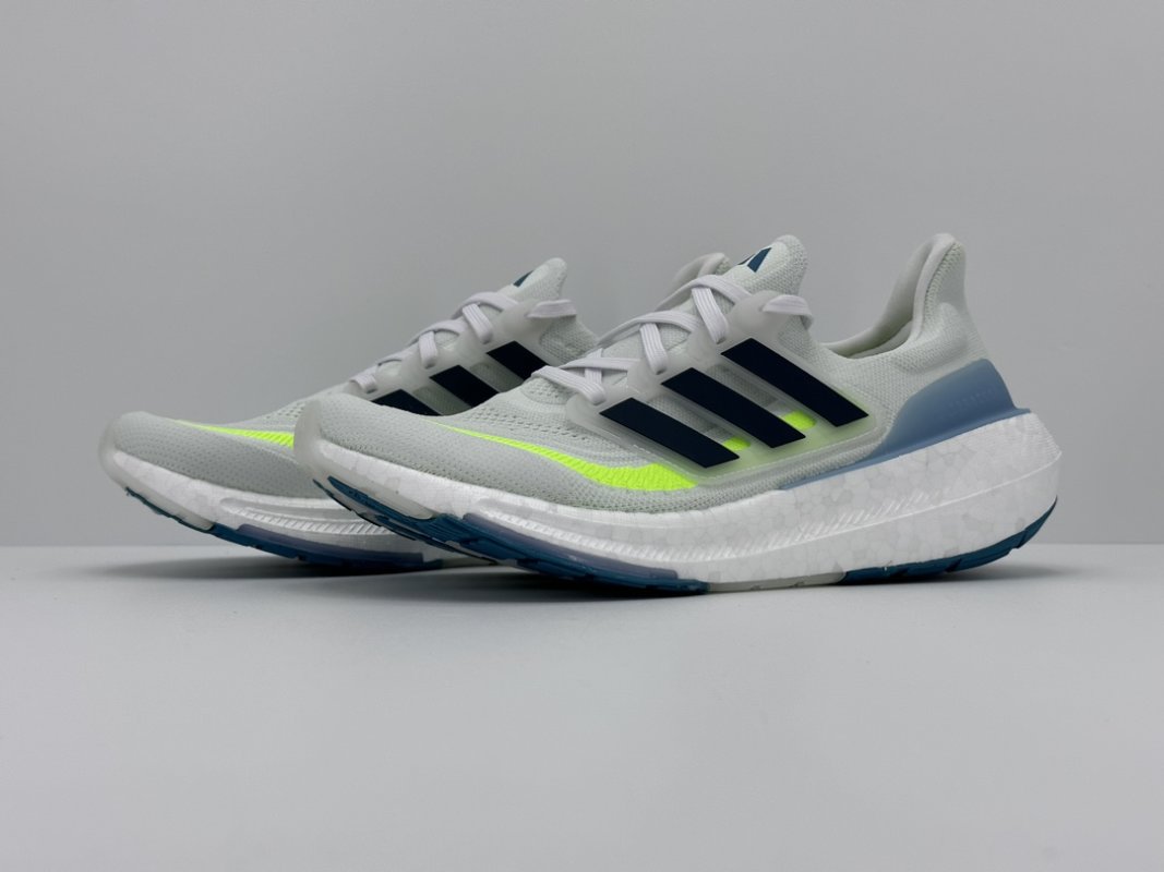 Adidas UltraBoost 23 White Blue Neon Yellow Running Shoe view