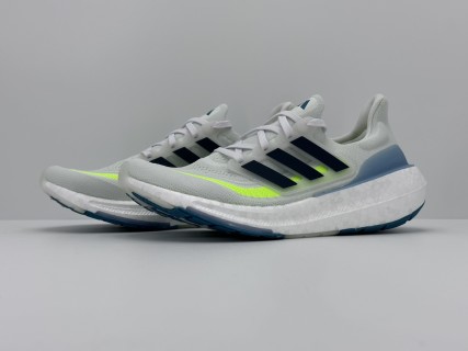 Adidas UltraBoost 23 White Blue Neon Yellow Running Shoe view 5