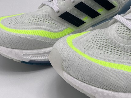 Adidas UltraBoost 23 White Blue Neon Yellow Running Shoe view 8
