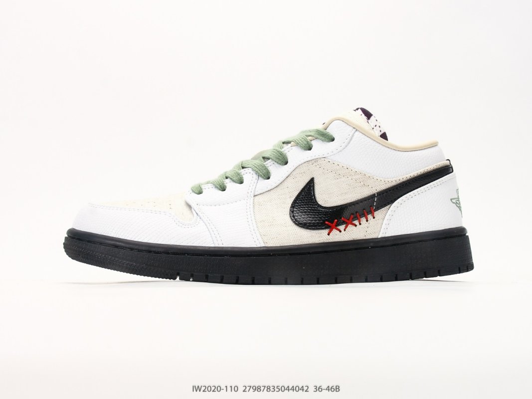 Jordan Air Jordan 1 Low White Black Sage Green UA Replica
