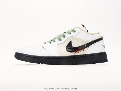 Jordan Air Jordan 1 Low White Black Sage Green UA Replica