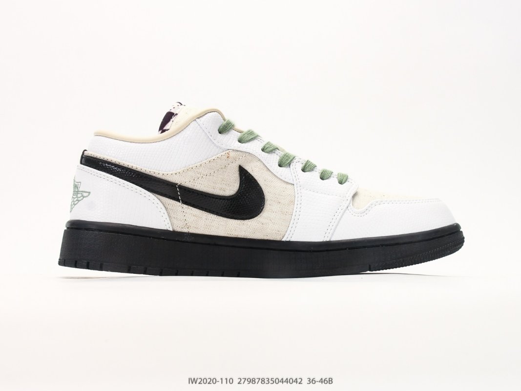 Jordan Air Jordan 1 Low White Black Sage Green UA Replica view